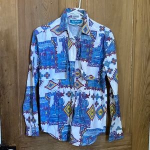 Vintage button down with “western pattern”